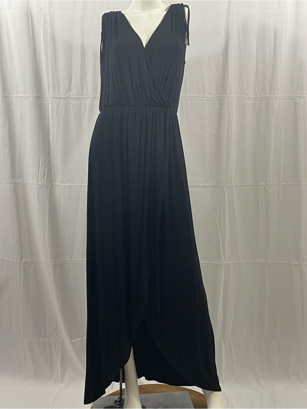 Rolla Coster Black Sleeveless Wrap-Front Maxi Dress